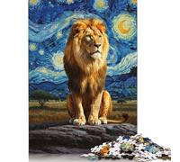 500 Pieces Lion in Starry Night Style Jigsaw Puzzles Puzzles for Teenagers Gifts Unique Home Decor And Gifts 500pcs (52x38cm)