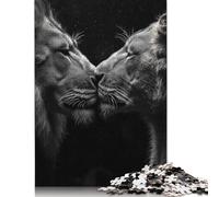 500 Pieces Lion Lovely Couple Close-Up Jigsaw Puzzles Adults Difficulty Puzzles Strengthen Relationships between Family Members 500pcs (52x38cm)