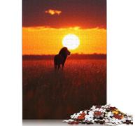 500 Pieces Lion Silhouette Sunset Jigsaw Puzzles for Adults Puzzles Wooden Puzzles Jigsaw Puzzles for Adults Educational Game Challenge Toy 500pcs (52x38cm)