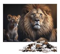 500 Pieces 'Lions Father And Cub Jigsaw Wooden Puzzle Jigsaws for Adults Family Entertainment Toys 500pcs (52x38cm)