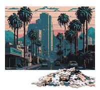 500 Pieces Los Angele Pixel Art Puzzles Wooden Puzzle for Adults And Teenager Puzzling for Gift 500pcs (52x38cm)