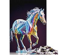 500 Pieces Low Poly Art Horse Jigsaw Puzzles Difficulty Jigsaw Puzzles Education Games Toys 500pcs (52x38cm)
