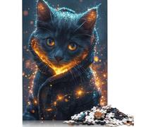 500 Pieces Magical Grey Cat Glowing Jigsaw Puzzles for Adults Puzzle Adult Jigsaw Puzzle Puzzles for Adults Teens 500pcs (52x38cm)
