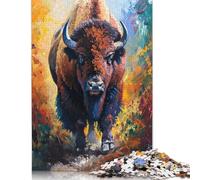 500 Pieces Majestic Bison Painting Jigsaw Puzzles for Adults Puzzles Wooden Puzzles Sustainable Puzzle for Adults 500pcs (52x38cm)