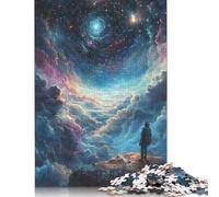 500 Pieces Man See Starry Night Galaxy Clouds Jigsaw Puzzle Adults Difficulty Puzzles Educational Toy Games Family Decoration 500pcs (52x38cm)