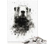 500 Pieces Marmot Watercolor Beauty Jigsaw Puzzles Wooden Puzzles for Adults & Teenager Jigsaw Puzzles for Adults 500pcs (52x38cm)