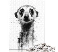 500 Pieces Meerkat Beauty Watercolor Jigsaw Puzzles Wooden Puzzle Adult Jigsaw Puzzle Educational Game for Adult Teenagers 500pcs (52x38cm)
