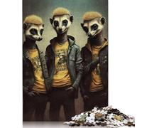 500 Pieces Meerkat Punks Jigsaw Puzzles for Adults Wood Puzzle Jigsaws Puzzling for Gift 500pcs (52x38cm)