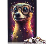 500 Pieces Meerkat with Glasses Jigsaw Puzzles Difficulty Jigsaw Puzzles Education Games Toys 500pcs (52x38cm)