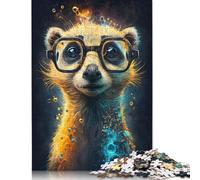 500 Pieces Meerkat with Glasses Puzzles Jigsaw Adults Difficulty Puzzles Jigsaw Educational Games Toy Family Decoration 500pcs (52x38cm)