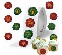 500 Pieces Merry Christmas Stickers Labels, Roll for Envelope Gold and Silver Foil Snowflake Stickers Round Self-Adhesive Sealing Labels，Round Crafts Presents Kids Card Making Envelopes (A)