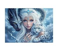 500 Pieces Mini Jigsaw Puzzle Fantasy Dragon Snow Leopard for Adults