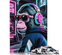 500 Pieces Monkey Animals Neon Jigsaw Puzzles for Adults Wooden Puzzles for Adults Teenager Man Woman Gift 500pcs (52x38cm)