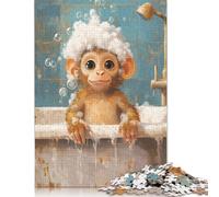 500 Pieces Monkey Bath Time Jigsaw Puzzles Puzzles for Teenagers Gifts Puzzles for Adults Teens 500pcs (52x38cm)