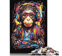 500 Pieces Monkey DJ Music Jigsaw Puzzles for Adults Puzzle Adult Jigsaw Puzzle Puzzles for Adults Teens 500pcs (52x38cm)