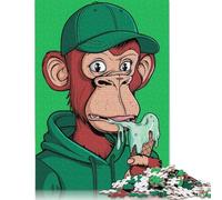 500 Pieces Monkey Ice Cream Jigsaw Puzzles for Adults Wooden Puzzles for Adults Teenager Man Woman Gift 500pcs (52x38cm)