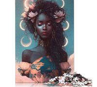 500 Pieces Moonlit Melanin Beauty for Adults Difficult Jigsaw Puzzles Puzzles Wooden Puzzles Brain Teaser Puzzles For Adults 500pcs (52x38cm)