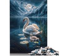 500 Pieces Moonlit Swan Serenity for Adults Difficult Jigsaw Puzzles Puzzles for Adults & Teenager Relax Puzzles Games 500pcs (52x38cm)