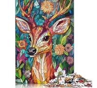 500 Pieces Mosaic Deer Portrait Puzzle for Adults Puzzles for Adults & Teenager Secret Santa Gifts 500pcs (52x38cm)