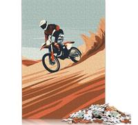 500 Pieces Motocross Dirtbike Desert for Adults Difficult Jigsaw Puzzles Puzzles Wooden Puzzles Educational Game for Adult Teenagers 500pcs (52x38cm)