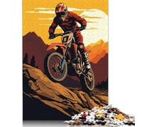 500 Pieces Motocross Downhill Bike Jigsaw Puzzles for Adults Wooden Puzzles for Adults Teenager Man Woman Gift 500pcs (52x38cm)