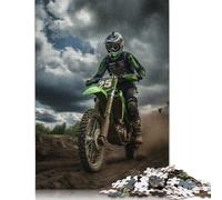 500 Pieces Motocross Rider Jigsaw Puzzle Wooden Puzzle Adult Jigsaw Puzzle Sustainable Puzzle for Adults 500pcs (52x38cm)