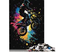 500 Pieces Motocross Rider Silhouette for Adults Difficult Jigsaw Puzzles Puzzle Jigsaws for Adults Family Activity Jigsaw Puzzles 500pcs (52x38cm)