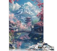 500 Pieces Mount Fuji And Cherry Blossom Puzzles Jigsaw Adults Difficulty Jigsaw Puzzle Relaxing Games Toy 500pcs (52x38cm)