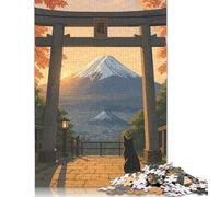500 Pieces Mount Fuji View with Torii Gate Creative Square Jigsaw Puzzles for Adults And Wooden Puzzles Challenging Game 500pcs (52x38cm)