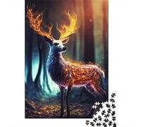500 Pieces Mystical Deer In Forest Square Jigsaw Puzzles for Adults And Wooden Puzzles Children Puzzles 500pcs (52x38cm)