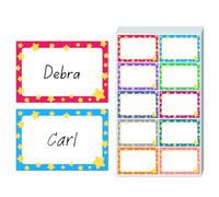 500 Pieces - Name Tags Stickers, Coloured Sticky Labels - 75 x 50 mm, 10 Colours