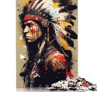 500 Pieces Native American Warior Puzzle Jigsaw Difficulty Puzzle Jigsaw Educational Game Toy 500pcs (52x38cm)