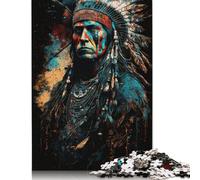 500 Pieces Native American Warior Puzzle Jigsaw, Difficulty Puzzle Jigsaw Educational Game Toy Family Decoration 500pcs (52x38cm)
