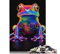 500 Pieces Neon Frog Creative Square Wooden Jigsaw Puzzles for Adults Educational Game Challenge Toy 500pcs (52x38cm)