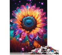 500 Pieces Neon Gold Cosmic Sunflower Jigsaw Puzzles Adults Difficulty Jigsaw Puzzles Education Toys Games 500pcs (52x38cm)