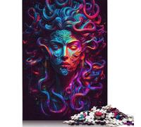 500 Pieces Neon Medusa Jigsaw Puzzles for Adults Jigsaw Puzzle for Family Time Brain Challenge 500pcs (52x38cm)