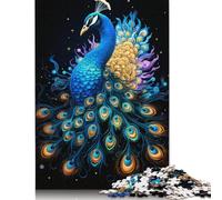 500 Pieces Neon Peacock Jigsaw Puzzle Adults Difficulty Puzzles Educational Toy Games Family Decoration 500pcs (52x38cm)