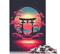 500 Pieces Neon Torii Gate Art Puzzle Jigsaw Difficulty Puzzle Jigsaw Educational Game Toy 500pcs (52x38cm)