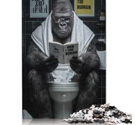 500 Pieces of Jigsaw Puzzle Gorilla Reading 'How to Human' Jigsaw Puzzles Game Birthday Gifts Puzzles Decorative Jigsaw Puzzle for Adults And Teenagers 500pcs (52x38cm)