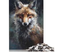 500 Pieces Oil Paint Fox Portrait Jigsaw Puzzle Puzzle Jigsaws for Adults& Teenagers Age 12 Years Up 500pcs (52x38cm)