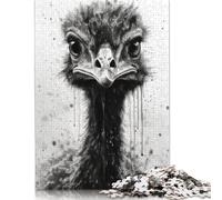 500 Pieces Ostrich Beauty Black Ink Square Jigsaw Puzzles for Adults And Wooden Puzzles 500pcs (52x38cm)