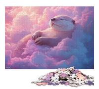 500 Pieces Otter Sleeping On Clouds Puzzles Wooden Puzzle for Adults And Teenager Puzzling for Gift 500pcs (52x38cm)
