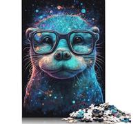 500 Pieces Otter Wear Glasses Puzzle Jigsaw Adults Puzzles Difficulty Jigsaw Educational Game Toy 500pcs (52x38cm)