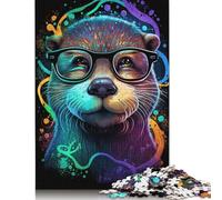 500 Pieces Otter Wear Glasses Puzzle Jigsaw, Difficulty Puzzle Jigsaw Educational Game Toy Family Decoration 500pcs (52x38cm)