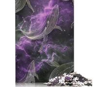 500 Pieces Outer Space Whales Cool Majestic Nature Galaxy Cosmic Creative Square Jigsaw Puzzles for Adults And Wooden Puzzles Challenging Game 500pcs (52x38cm)