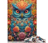 500 Pieces Owl Flower Portrait 2 Jigsaw Puzzles for Adults Wooden Puzzles for Adults Educational Game for Adult Teenagers 500pcs (52x38cm)