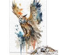 500 Pieces OWL FLYING Jigsaw Square Puzzle for Adults Wooden Puzzles Unique Challenge Games 500pcs (52x38cm)