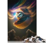 500 Pieces Owl in Cosmic Flight Jigsaw Puzzles for Adults Wooden Puzzle Adult Jigsaw Puzzle Home Educational Games DIY Toys 500pcs (52x38cm)