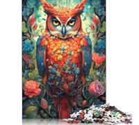 500 Pieces Owl Ornament Portrait 1 Jigsaw Puzzles for Adults Wood Puzzle Jigsaws Puzzling for Gift 500pcs (52x38cm)