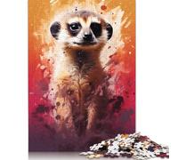 500 Pieces Painting of A Meerkat Jigsaw Puzzles Adults Difficulty Puzzles Strengthen Relationships between Family Members 500pcs (52x38cm)